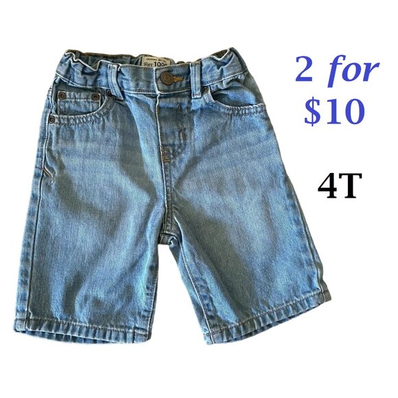 Place Boys Denim Shorts 4T Adjustable Waist Straight Fit Blue - Picture 1 of 5
